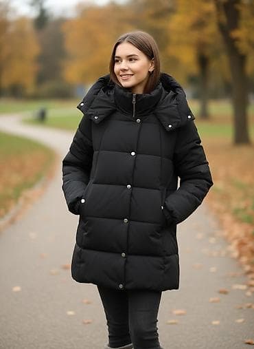 Утеплённая женская парка/пуховик черного цвета. Характеристики и