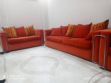 диван версаль: Комплект мягкой мебели, Б/у, цвет - Оранжевый — 2