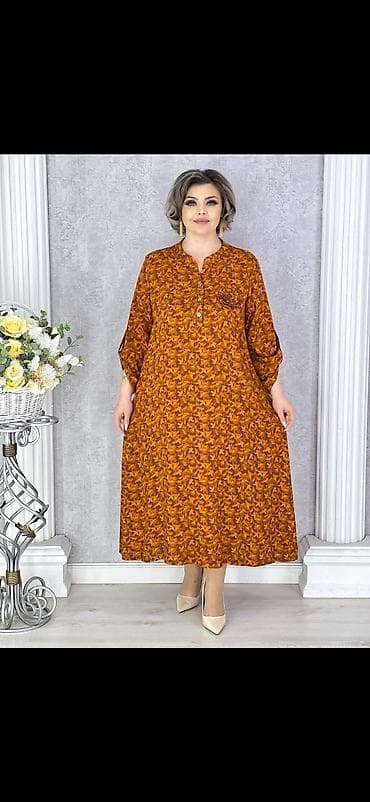 Жеке буюмдар: Платье миди свободного кроя для женщин plus size - Силуэт — 5