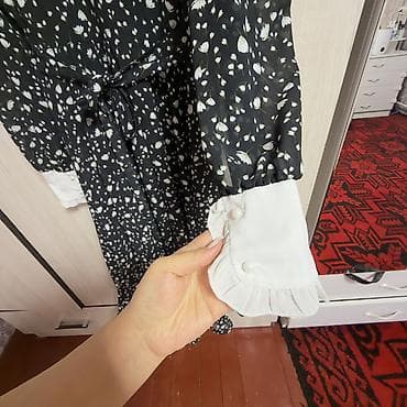 ботуй: Платье миди в винтажном стиле с контрастным воротником - Цвет: черный — 4