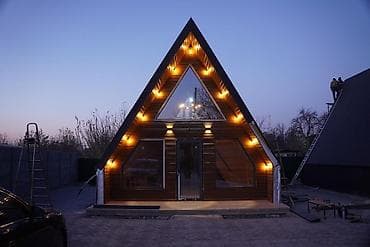 драгоценный камень: A-frame дом с панорамным остеклением. Строим А Фрейм | Барнхаус | — 6