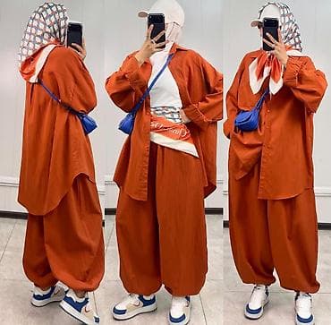 оверсайз одежды: Костюм oversize для женщин в стиле modest fashion. Состав комплекта — 4