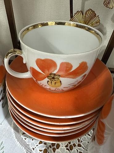 Үй жана бакча: Старинный чайный сервиз «Маки» Барановка на 6 персон. Ручная роспись! — 7