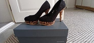 леопардовые туфли: Туфли-лодочки на высоком каблуке с платформой. - Цвет верха: черный — 1