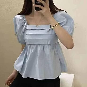 джинсы юбки: Блузка, Вечерняя, Сатин, Однотонный, Укороченная модель — 2