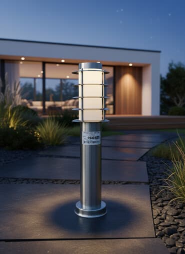 светильники для сада на солнечных батареях: Элегантный столбовой светильник из нержавеющей стали с матовым — 1