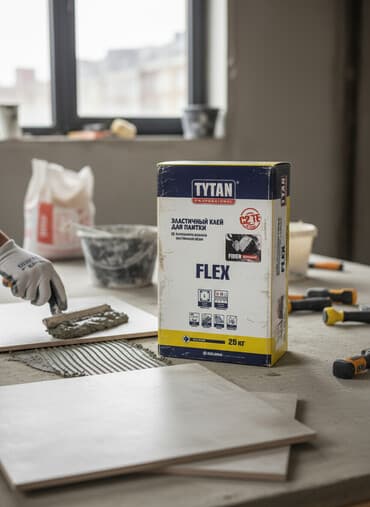двухстороний скотч: Эластичный клей для плитки TYTAN PROFESSIONAL FLEX в упаковке 25 кг — 1