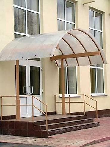 тента: Козырьки и навесы над входом из поликарбоната с коваными элементами — 5