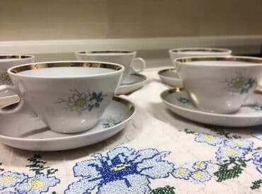 купить кофейный сервиз на 6 персон: ДУЛЁВО! 2 сервиза! Сервантное хранение! В горошек-5 чашек+6 блюдец — 7