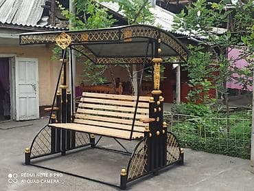 длинные качели: Садовые качели Металл, Со спинкой, С крышей — 2