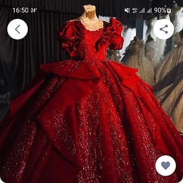 Роскошное вечернее/бальное платье насыщенного красного цвета. -