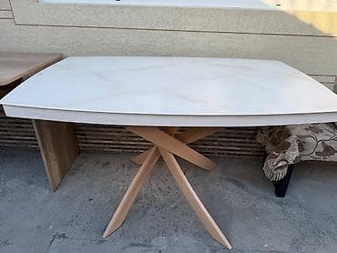 стеклянный журнал стол: Кухонный стол, Б/у, Прямоугольный, Нераскладной — 1