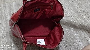 acne studio: Сумка-тоут Armani Jeans, лаковая, красного цвета. - Материал — 6