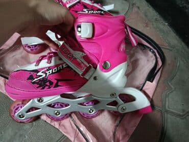 купить спортивный валик для спины: Яркие роликовые коньки розового цвета, катались несколько — 2