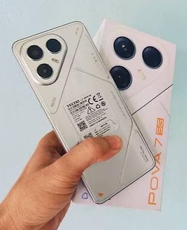 redmi note 19: Tecno Pova 7, Б/у, 128 ГБ, цвет - Белый, 1 SIM, 2 SIM — 2