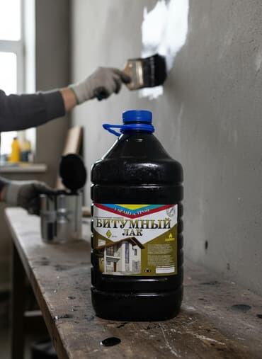 Эмаль: Битумный лак в большой пластиковой канистре с ручкой для удобной — 1