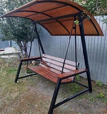 Мебель: Садовые качели Металл, Со спинкой, С крышей — 2