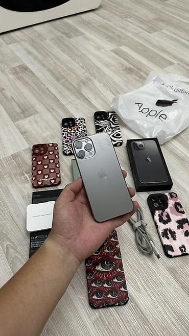 iphone 3: IPhone 13 Pro Max, Б/у, 1 ТБ, Matte Space Gray, Защитное стекло, Чехол, Кабель, 100 % — 1