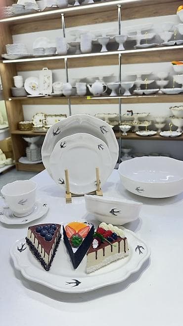 декоративные плиты: Наборы столовой посуды из фарфора/керамики с декором Варианты — 4