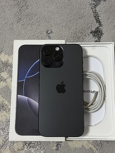 IPhone 16 Pro Max, Б/у, 256 ГБ, Black Titanium, Кабель, Коробка, 92 % — 1