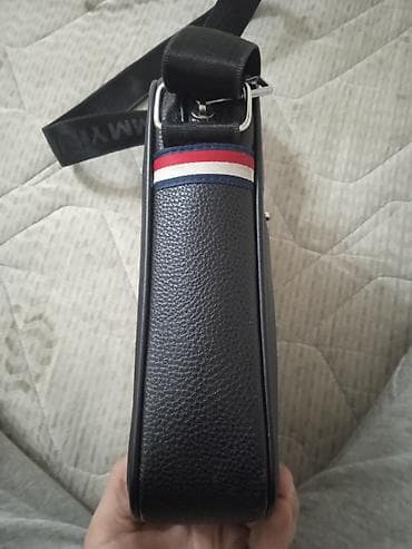 Сумкалар: Мужская сумка через плечо, компактная. - Материал: черная — 1