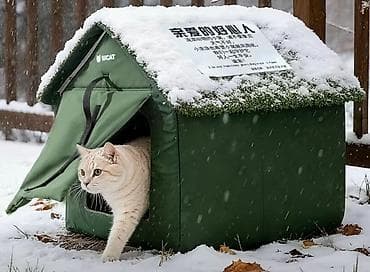 комнатные собаки: Утеплённый уличный домик для кошек и мелких собак. - Материал — 1