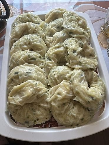 Домашние манты (паровые изделия) с зеленью - Ручная лепка