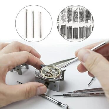 золотые часы: 360 штук. ШПЛИНТЫ для часов в коробке 18 различных размеров: 6 мм, 7 — 2