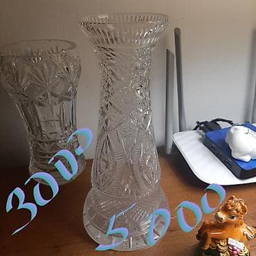 полудрагоценные камни: Набор гранёных ваз из прозрачного хрусталя/стекла с глубоким алмазным — 5