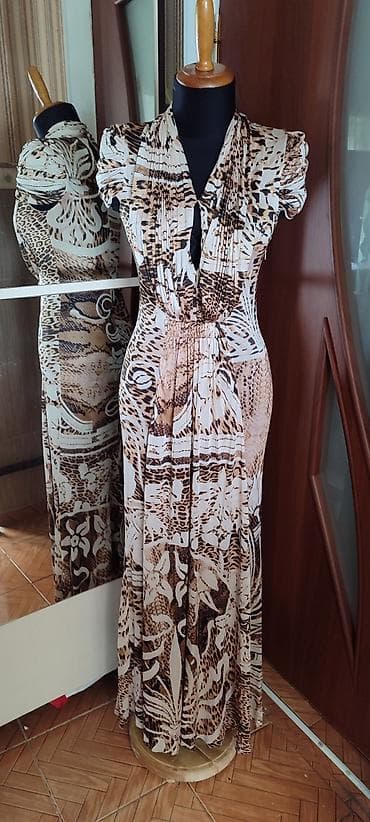 cavalli: Вечернее платье, А-силуэт, Длинная модель, Вискоза, С рукавами, S — 1