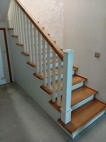 3д пол: Деревянная лестница Для дома, Форма лестницы: Много-маршевая, Стиль: Классический — 9