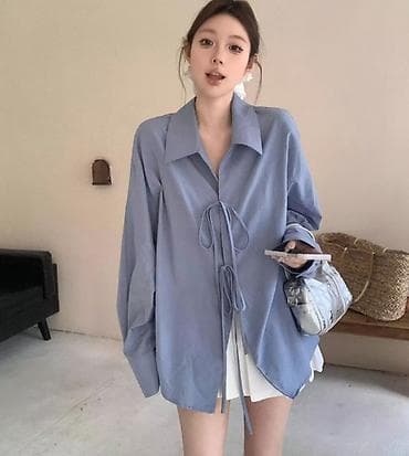 Блузка, Однотонный, Удлиненная модель