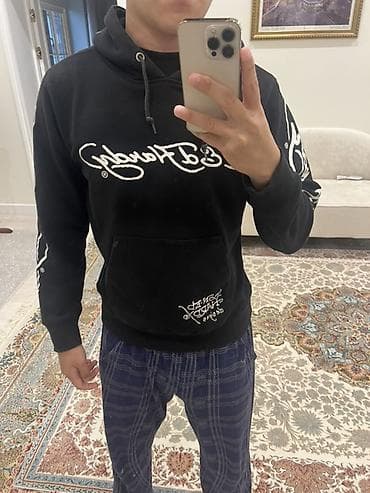 селена: Архивное Ed hardy черное худи с большим принтом на спине размер М — 10