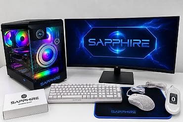 Игровой комплект SAPPHIRE: системный блок с RGB‑подсветкой, изогнутый