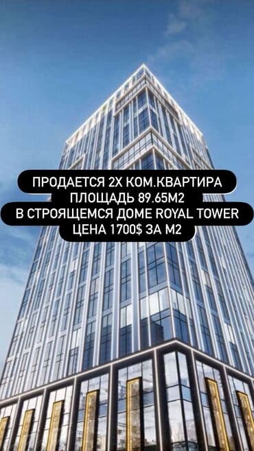 иссык куль роял бич: 2 комнаты, 89 м², Элитка, 6 этаж, ПСО (под самоотделку) — 1