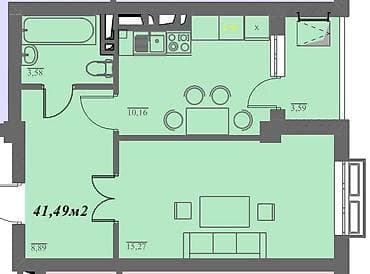 Недвижимость: 1 комната, 41 м², Кызыл Аскер 4 этаж, ПСО (под самоотделку) — 3