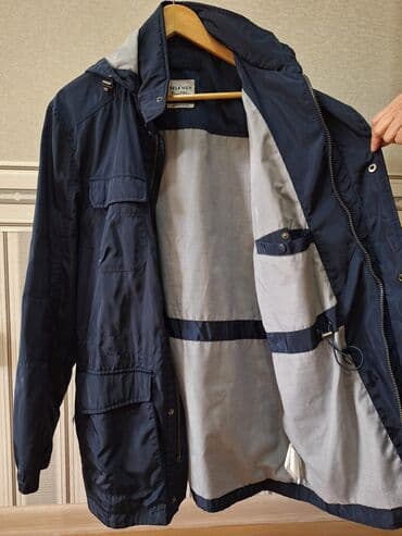 куртки ветровки: Мужская куртка, L, Б/у, цвет - Синий, Самовывоз — 1