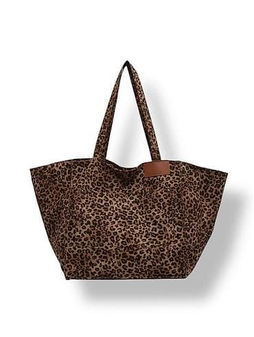 Сумка-тоут с леопардовым принтом - Вместительная форма с широким