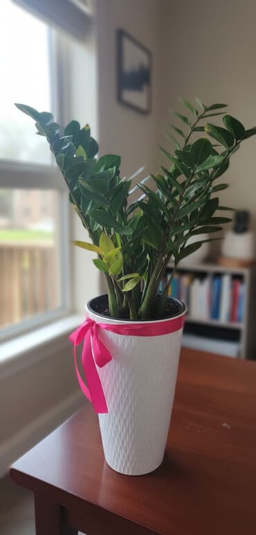 для растений: Декоративные комнатные растения в высоких белых кашпо. Состав: - — 1