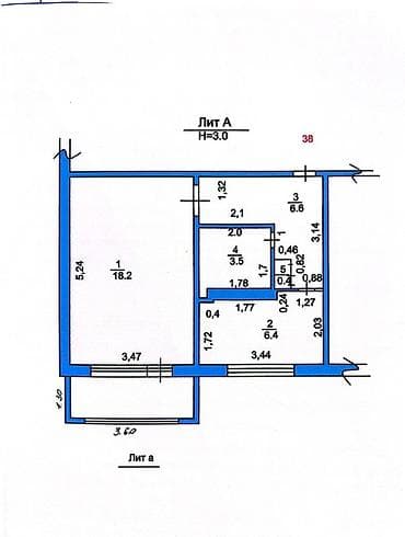 квартира 105серия: Продается 1-комнатная квартира 40.7 кв.м., 105-серия, 3/5 этаж — 1
