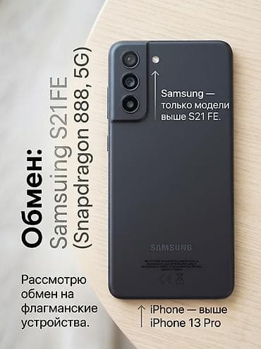 iphone pro: Samsung Galaxy S21 FE, Б/у, 256 ГБ, цвет - Черный, 2 SIM — 1