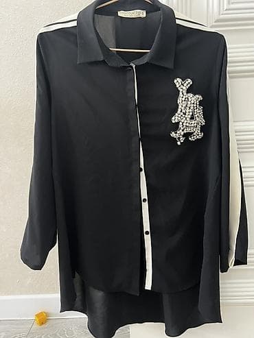 Блузки: Блузка/туника CHOCOLATE Luxury Wear. - Цвет: чёрный с контрастными — 2