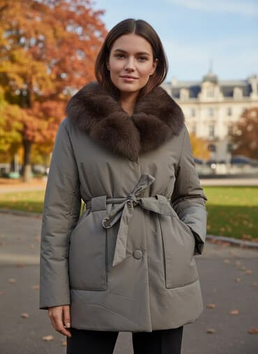 сумка женская большая брендовая: Пуховик, Длинная модель, С поясом, С мехом, Ультралегкий, 3XL — 1