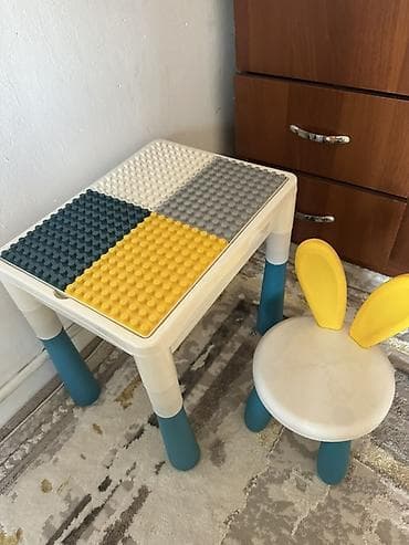 столик и стул детский: Детский игровой комплект: столик-трансформер + стульчик «зайчик» - — 3