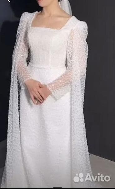 юбка русалка: Свадебное платье рыбий хвост с накидкой-плащом - Цвет: молочно‑белый — 3