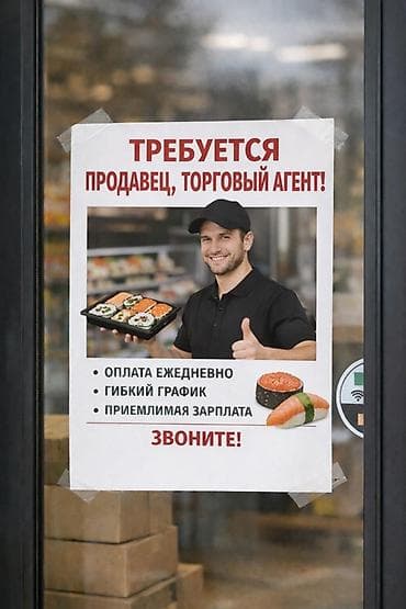 Вакансия: Продавец, торговый агент (сфера: суши/роллы) Описание: -