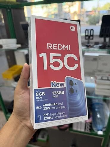 Техника жана электроника: Redmi, Redmi 15C, Жаңы, 128 ГБ, түсү - Кара, Бөлүп төлөө менен, 1 SIM, 2 SIM — 1