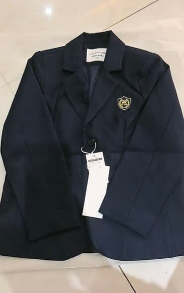 твидовый пиджак: Детский пиджак в темно-синем цвете, выполненный из гладкой ткани — 3