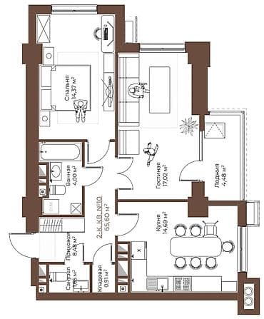 18: 2 комнаты, 65 м², Элитка, 3 этаж, Готовая ПСО (под самоотделку) — 8