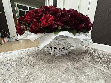 корзина цветов: Большая корзина из бархатных бордовых роз. 151 шт - Оформление — 4